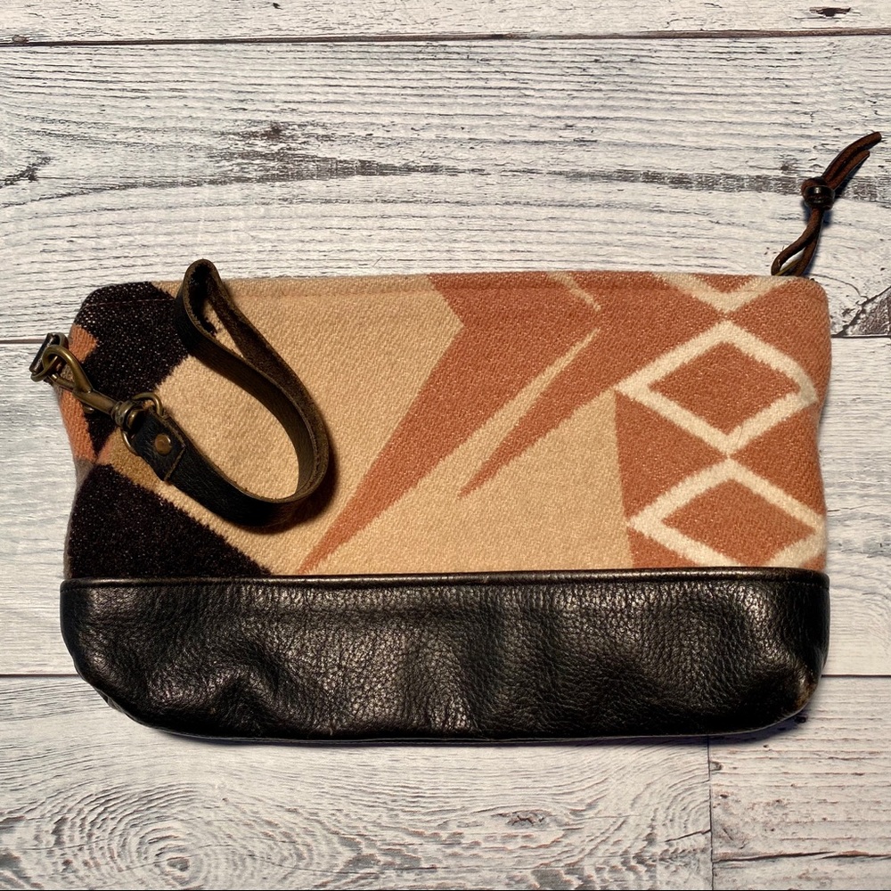 Nan made objects Pendleton wool leather wristlet